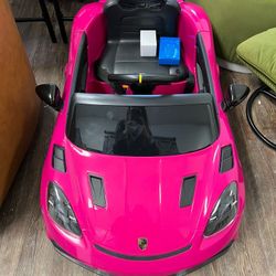 12V Ride on Car Licensed Porsche 718, Kids Electric Car with Remote Control, Front/Rear LED Light, Radio, USB/AUX, Openable Doors, Suspension Function