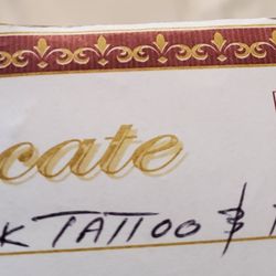Tattoo Gift Certificate