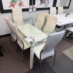 Glass Top Dining Table Set 