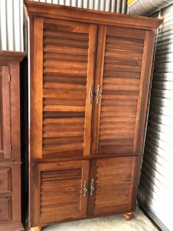 West Indies Style Plantation Shutter Wood Armoire 76” h x 22” d x 41” w