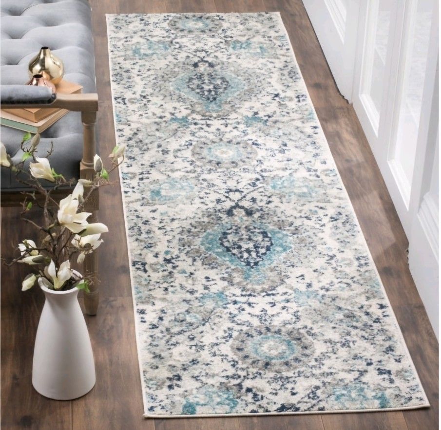 Cream/Light Grey Rectangular Runner (Area Rug) - Open Box (Never used)