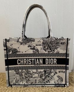 Christian Dior Zodiac Toile de Jouy Embroidered Book Tote