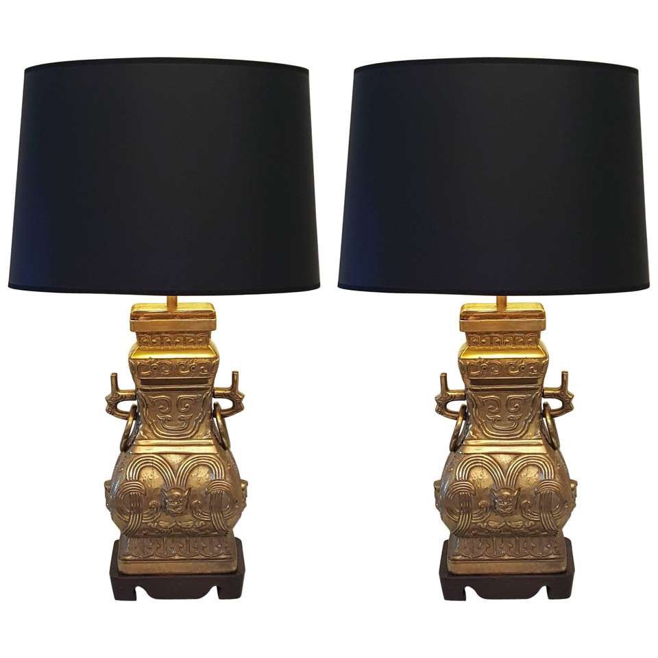 Antique brass bronze Chinese lamps