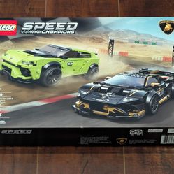 brand new retired LEGO #76899 Lamborghini Urus ST-X and Huracán Super Trofeo EVO