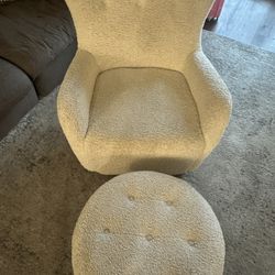Boucle Chair And Ottoman