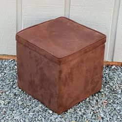 Brown Square Cube Storage Footstool Ottoman