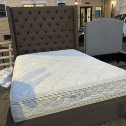Queen bed frame with mattress