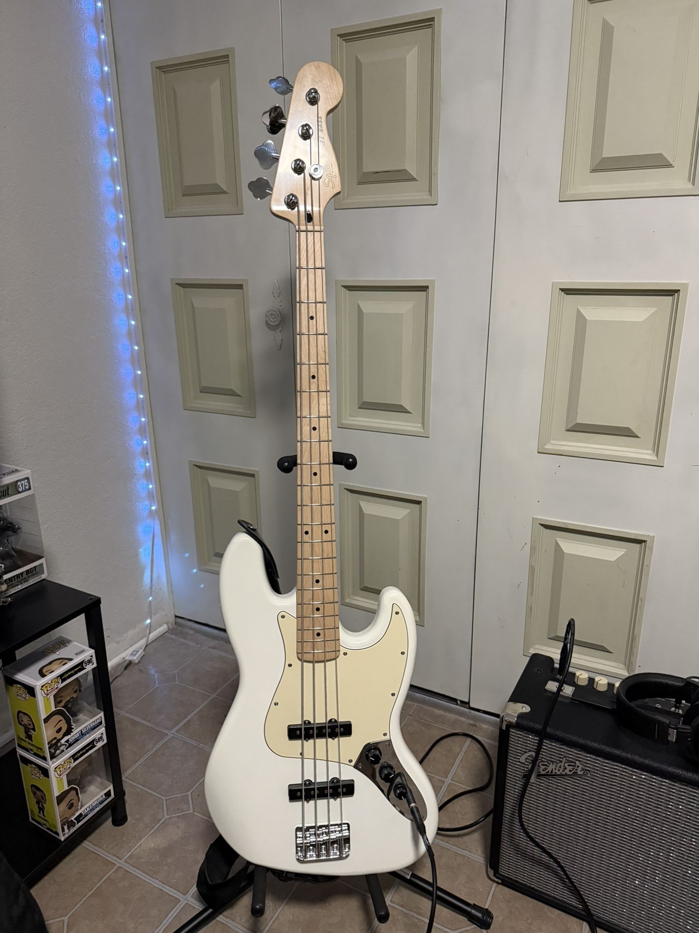 Brand New Fender Squire Jazz Bass Package $300 Also comes with headphones and bass stand.