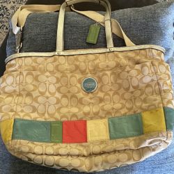 COACH GALLERY Signature Hobo Shoulder Handbag MULTI-COLOR Stripe