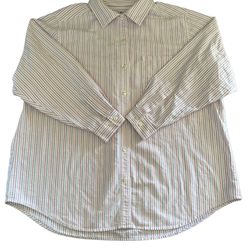 LL Bean Shirt Womens 2X Colorful Striped Pink & Violet Pastel Cuffed Button Up
