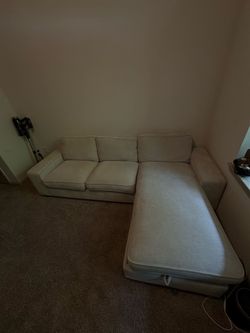 Reversible Sofa, L-Shaped, with Storage, Removable Cushion Cover(Beige)
