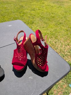Red platform heels