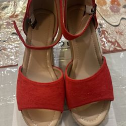 Wedge Women’s Sandal New Box Size 38 Red Color Unbranded