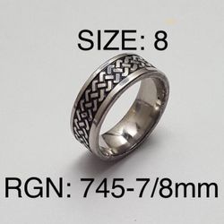 Stainless Steel Ring Band For Men & Women: Size-8/RGN-745
