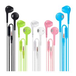 Brand New Earbuds Headphones with Microphone Pack of 5, Noise Isolating Wired Earbuds, Earphones with Powerful Heavy Bass Stereo