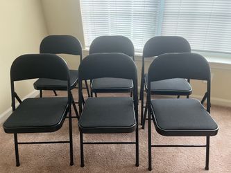 Set of 6 Black Padded Folding Chairs – Like New