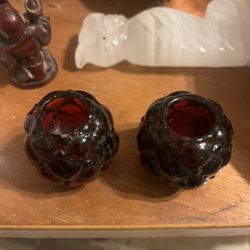 Beacon Hill Ruby Red Glass Candle Holders 
