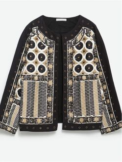 ZARA Black embroidered jacket ethnic boho