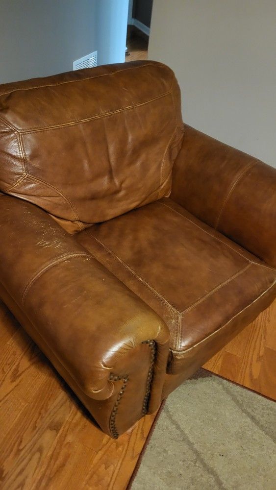 Matching Leather Chair & Couch