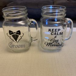 Groom and Keep Calm & Get Married MasonJar-Handles