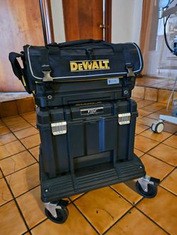 Dewalt TSTAK Stacked Stackable Rolling On Wheels Mobile Tool Box Toolbox Cart Chest Tote Bag