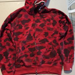 BAPE Color Camo Shark Full Zip Hoodie Red
