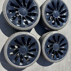 20” Oem Tesla Model 3 Factory Wheels 20 Inch Satin Black Rims Tesla 3 Uberturbine 