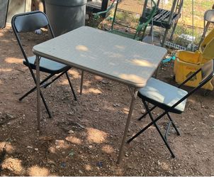 A table and two chairs