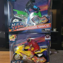 NEW FRICTION POWERED SUPER CROSS MOTOR BIKES, PULL BACK AND LET IT GO.  ALSO LIGHTS UP AND  MAKES SOUNDS. CHOICE OF GREEN OR YELLOW BIKE