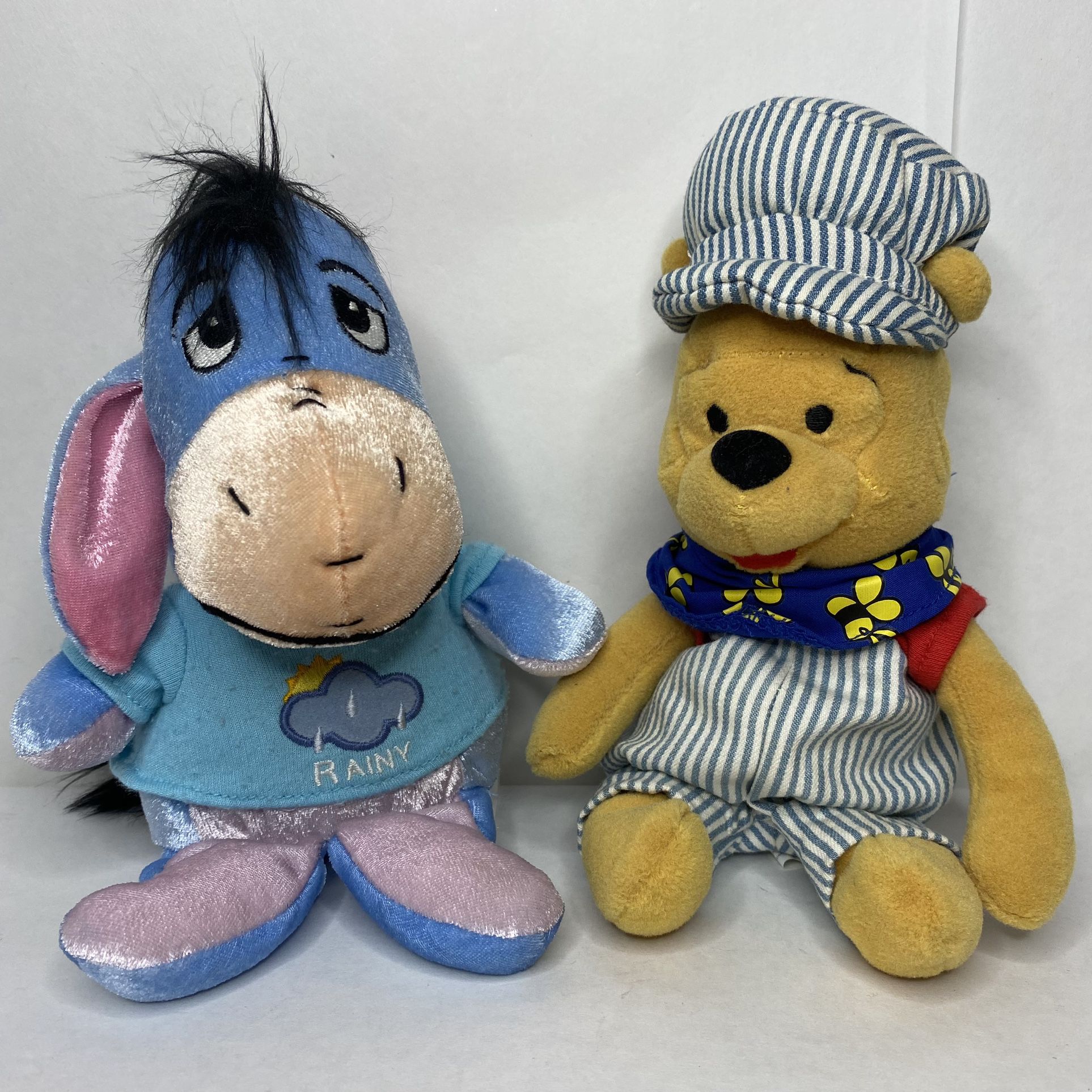 Walt Disney Winnie The Pooh Choo Choo Pooh And Eeyore Rainy Plush 8” Stuffed