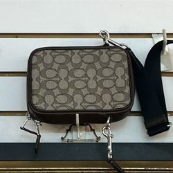 Coach Stanton Crossbody bag in signature jacquard with refined pebble leather details