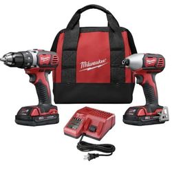 MILWAUKEE M18 18V Lithium-Ion Cordless Drill Driver/Impact Driver Combo Kit (2-Tool) W/ Two 1.5Ah Batteries, Charger Tool Bag