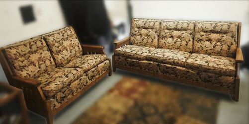Vintage Ranch Oak sofa & love seat duo