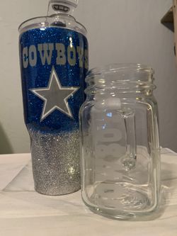 Cowboys tumblers or glass etching