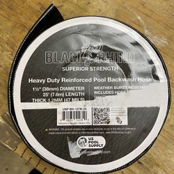 Black Rhino 1 1/2” Pool Backwash Hose 25ft New 