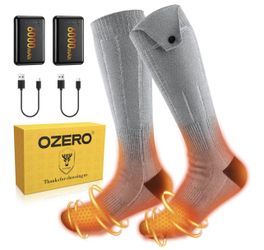 OZERO Heated Socks for Men Women: 6000mAh Rechargeable Electric Heating Socks with 360° Heating, 4 Heat Settings, Washable Foot Warmer for Hunting Hik