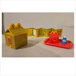 McDonald's Micro Mini Toy Lot - Golden Arch House, Tray Set & Glitter Sticker Backdrop