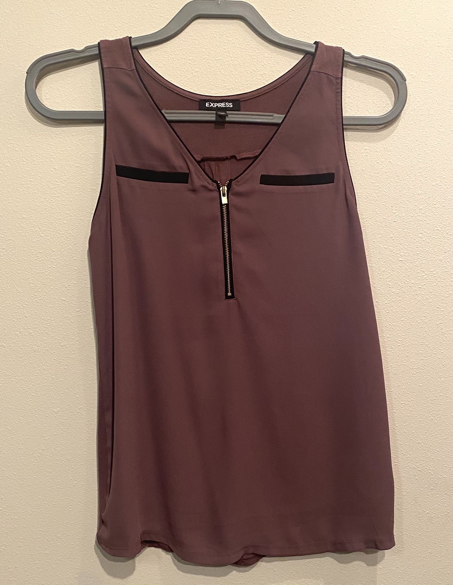 Express Purple Sleeveless Tank Top with Zipper Detail