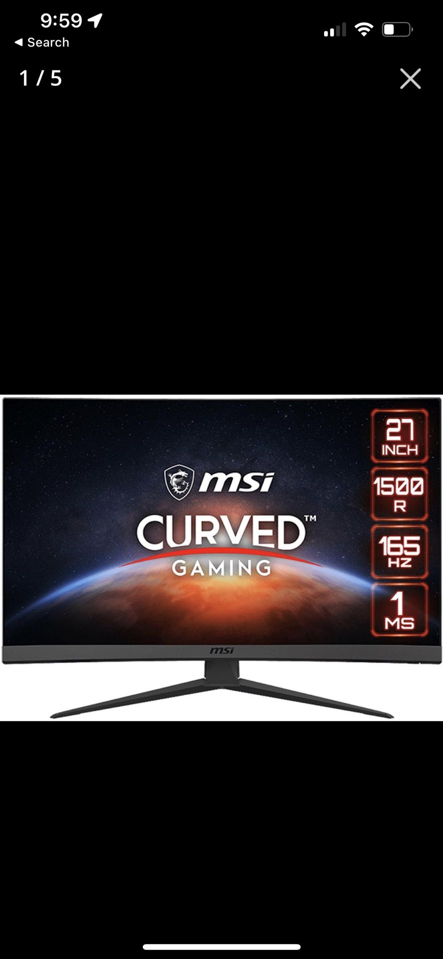 27” MSI Curved Gaming Monitor