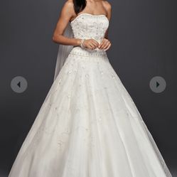 Oleg Cassini Satin Bodice Organza Wedding Dress