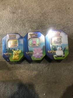 Pokemon Go Sealed Pikachu Snorlax & Blissey Tins
