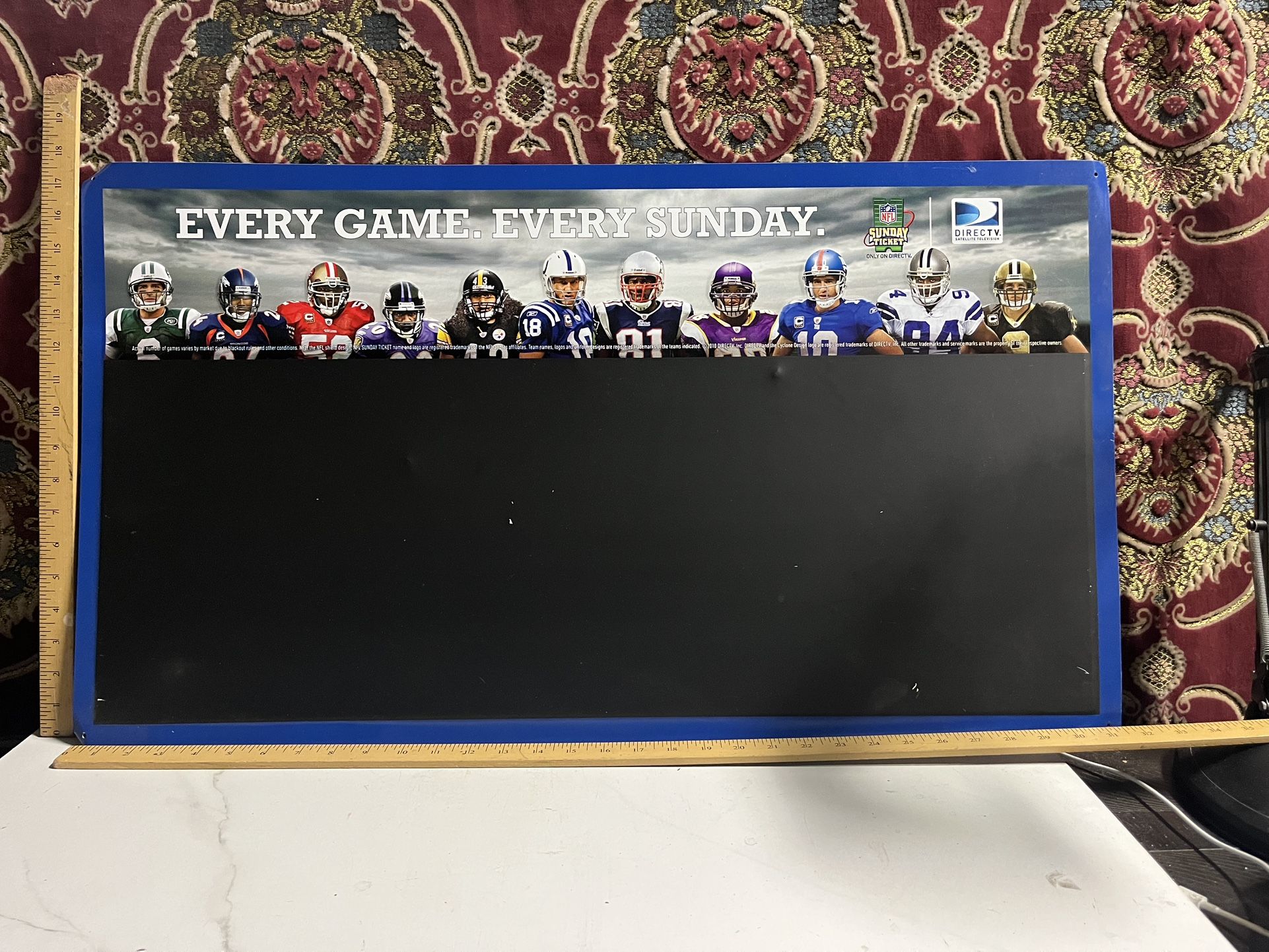 Vintage Direct TV NFL Sunday Ticket Advertising Embossed Chalk Menu Board Sign