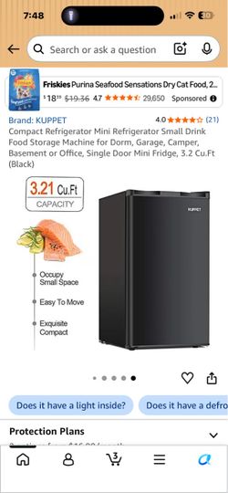 KUPPET 3.2 Cu.Ft Black Mini Fridge