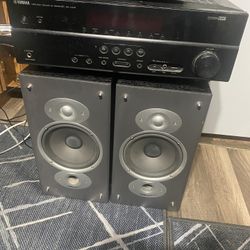 Yamaha Receiver With Polk Audio Speakers And Cd Player