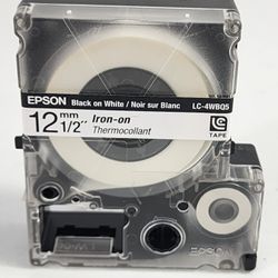 Epson 12mm 1/2" Iron-On Thermocollant Black & White LC-4WBQ5.