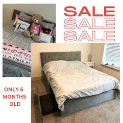 Queen bed frame w/storage drawers