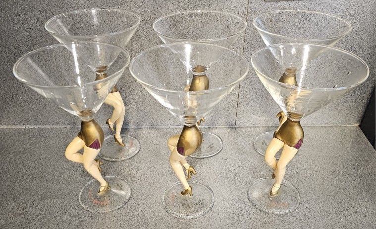  Radio City Rockettes Rockettini Martini Glasses Set Of 6 - RARE. Glass Not