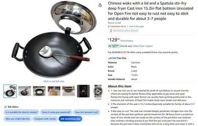 Cast Iron Chinese woks with a lid and Spatula