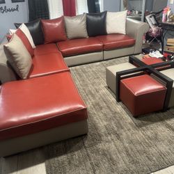 Ashley Refurnished Real Leather Sofa