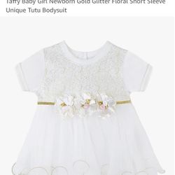 NWT Baby girl white and gold dress